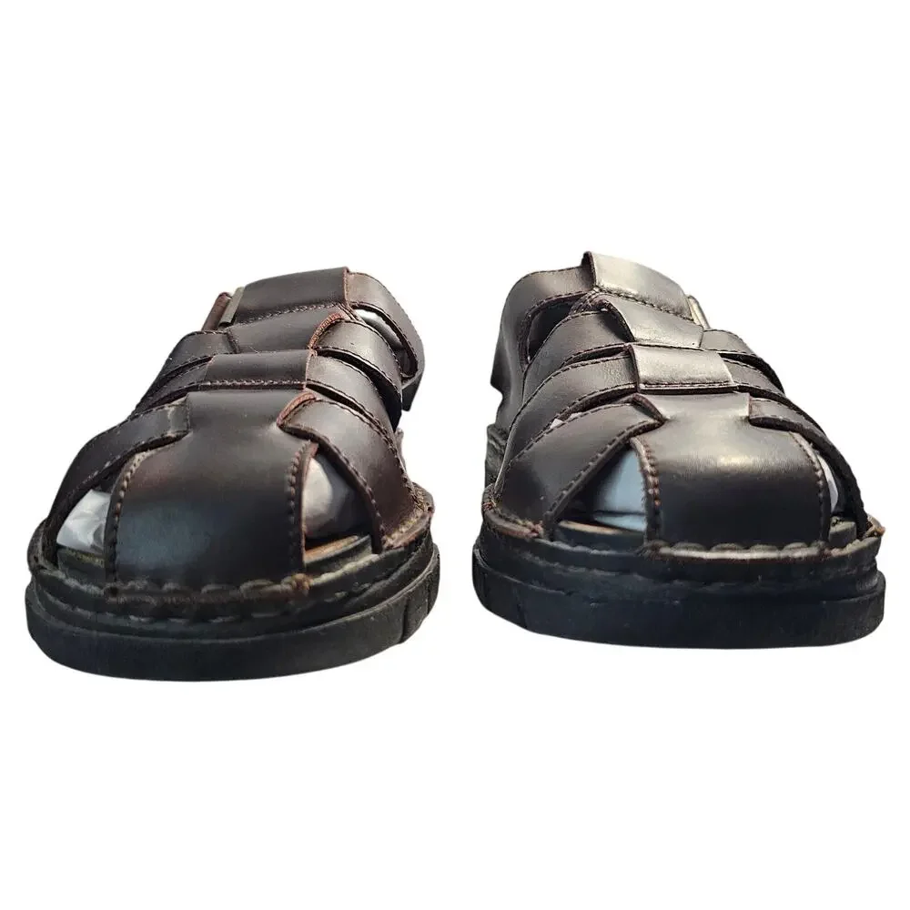 Hunter's Bay Leather Collection Men's Fisherman's Sandals, Brown, Size 11